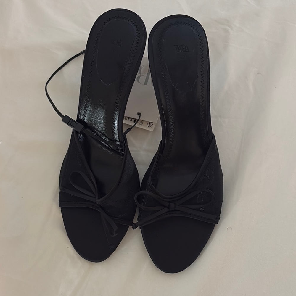 Zara Black Bow Detail Mules